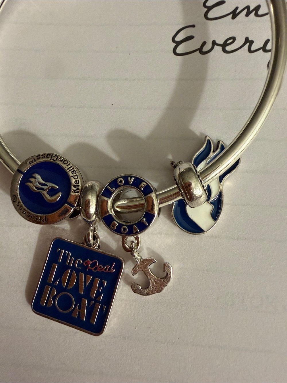 Sterling Silver Blue Enamel Charm Bracelet - The Real Love Boat - Picture 3 of 3
